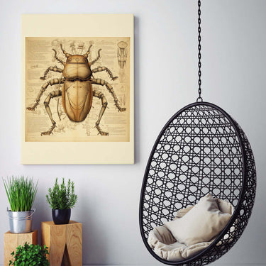 Drawings Beetle 02 Da Vinci Style Vintage Framed Canvas Prints Wall Art Hanging Home Decor